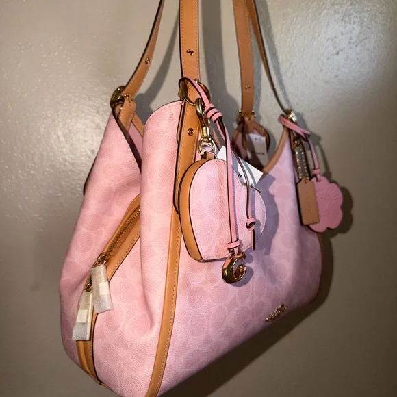 COACH Pink Powder Erin Signature Canvas Hobo Shoulder Bag - Picture 3 of 9